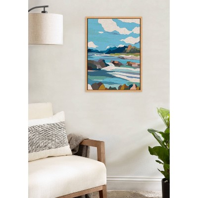 Nikita Jariwala Brienz Framed Canvas Landscape Art in Natural Wood