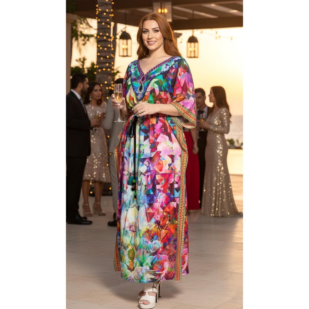 Женские платья LA LEELA Dailywear Maxi Dress Ethnic Casual Caftan Loungewear Dresses for Women One Size Floral Multi — фото 4