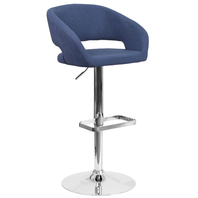 Merrick Lane Modern Bar Stool Rounded Mid-Back Stool With Height Adjustable Swivel Seat, 1 of 22
