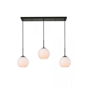 Elegant Lighting Baxter 3 Lights Black Pendant With Frosted White Glass - 1 of 4