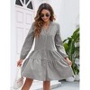 Coolmee Women's Mini Dresses Casual V Neck Button Down Long Sleeve Plaid Print Loose Flowy Shirt Dress - 4 of 4