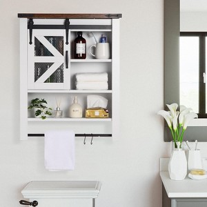 Bathroom Medicine Cabinet, Bathroom Wall Cabinet, Over Toilet Storage Cabinets with Sliding Barn Door & Adjustable Shelf, Wall Mounted - 1 of 4