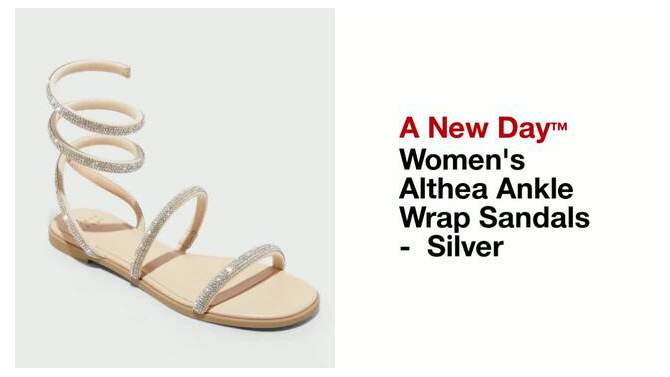 Women&#39;s Althea Ankle Wrap Sandals - A New Day&#8482; Silver, 2 of 11, play video