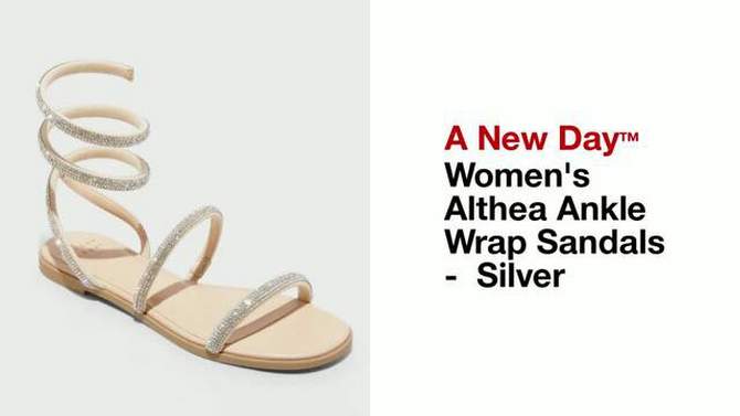 Women&#39;s Althea Ankle Wrap Sandals - A New Day&#8482; Silver, 2 of 9, play video