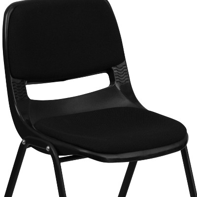 Black Ergonomic Shell Stack Chair with Steel Frame