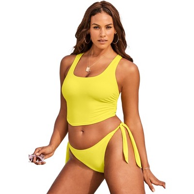 Swimsuits For All Women's Plus Size Cropped Racerback Tankini Top