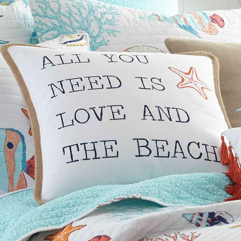 Brighton Coral  - All You Need Is Love Decorative Pillow - Levtex Home, 2 of 4