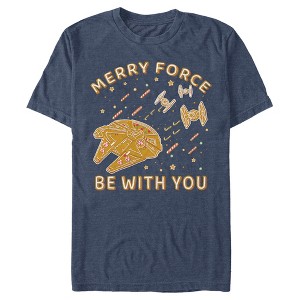 Men's Star Wars Merry Force Gingerbread Millennium Falcon T-Shirt - 1 of 4