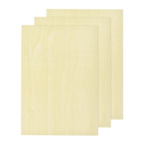 Unique Bargains Unfinished Smooth Surfaces Grain Laser Cutting Basswood Sheet 3 Pcs - 1 of 3