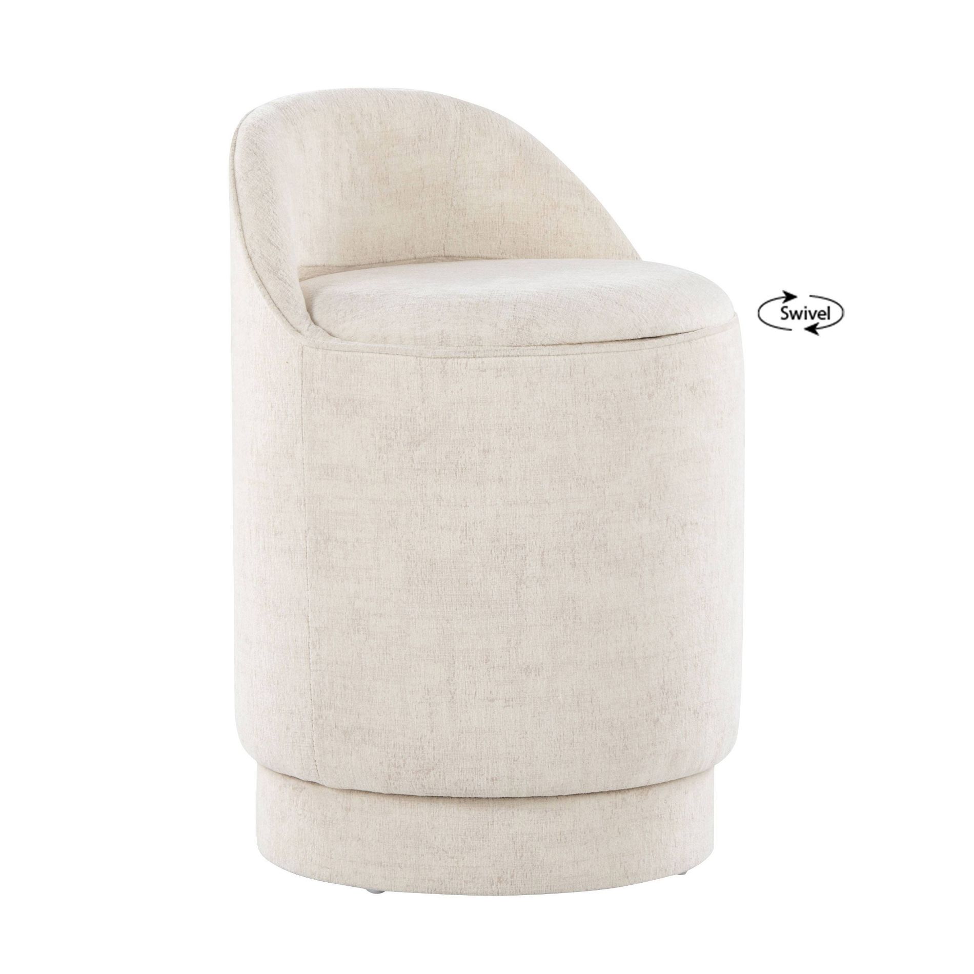 LumiSource Marla Upholstered Vanity Stool Cream Fabric