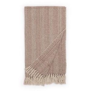 Indigo Road by Egypt Sherrod 50"x60" Anella Chevron Stripe Tasseled Cotton Rich Throw Nutshell - 1 of 4