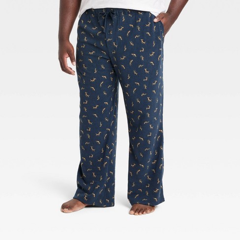 Men's Big & Tall Deer Print Microfleece Pajama Pants - Goodfellow & Co™  Navy Blue 3xlt : Target