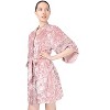 Memoi Women's Crushed Velvet Floral Lace Trim Robe Rose L - 4 of 4