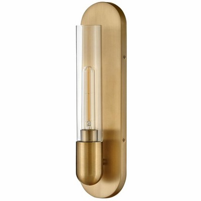 Lacquered Brass Cylinder Dimmable Wall Sconce with Clear Glass