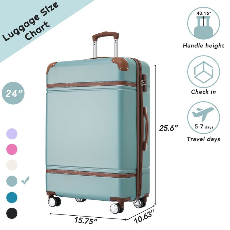20"/24"/28" Hardshell Luggage, Lightweight Spinner Suitcase with TSA Lock, with/without Cosmetic Case 4M -ModernLuxe, 3 of 11