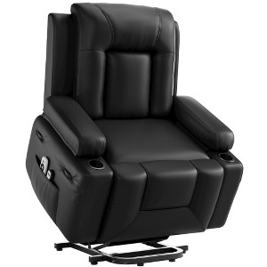 Oversized Power Lift Recliner Chair with Heat & Massage, Faux PU Leather Electric Lift Recliner for Elderly, Single Sofa Seat with Cup Holder - 1 of 4