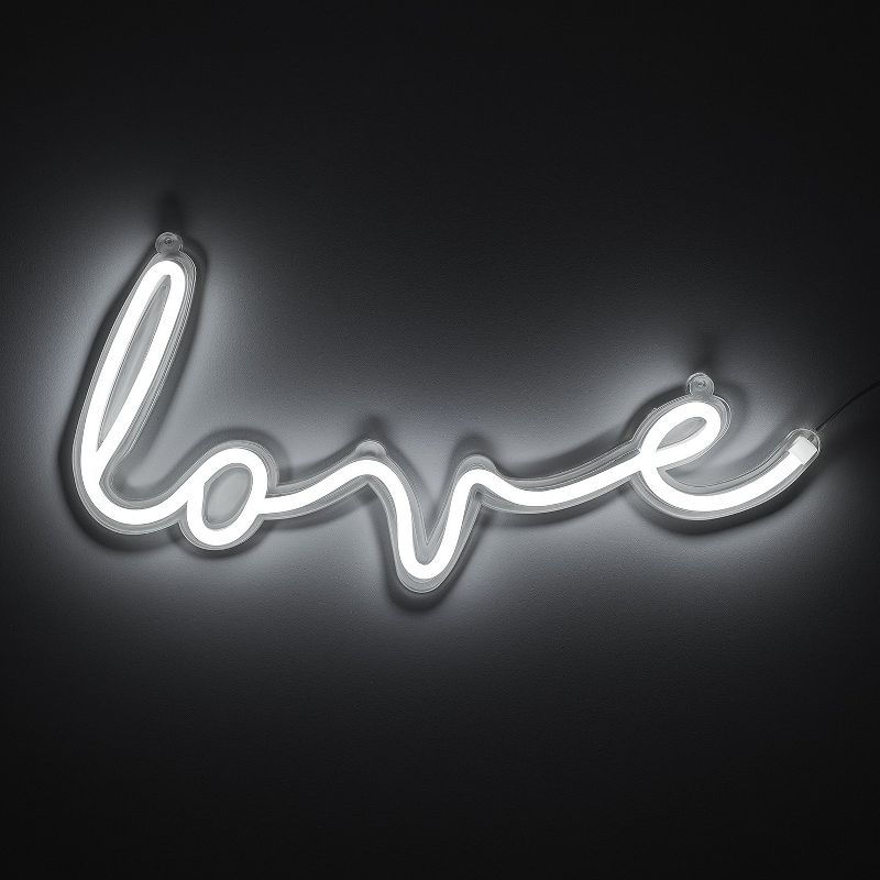 Amped Co 16 x 8 inches Love LED Wall Decor Sign Indoor Room Decor Sign, White, 1 of 9