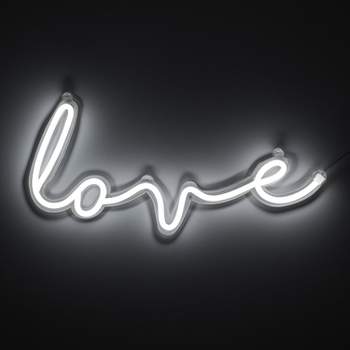 Amped Co 16 x 8 inches Love LED Wall Decor Sign Indoor Room Decor Sign, White