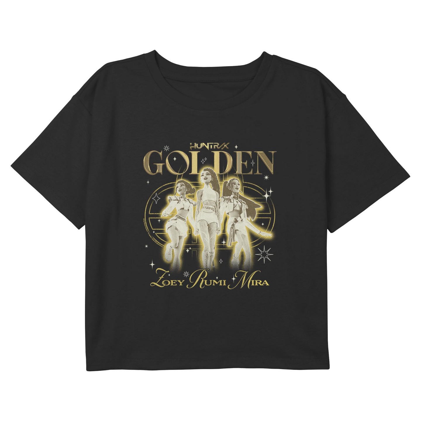 Футболка KPop Demon Hunters The Golden Girls Logo Cropped T-Shirt - Black для девочек, цвет: Чёрный — фото 1