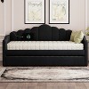 ModernLuxe Twin-size Daybed, Upholstered Platform Bed Frame with Twin Trundle Bed, Velvet Sofa Bed with USB Charging Ports - 2 of 4