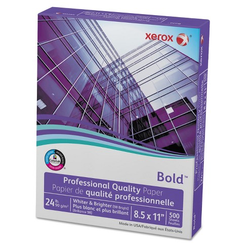 8 1/2 x 11 Xerox 3R13038 Bold Professional Quality Paper 98 Bright 500 Sheets/RM White