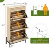 Rattan Storage Cabinet - 3 Flip Doors & 1 Drawer, Adjustable Shelves, Anti-Tip Safety, Elegant Oak Finish, Ample Shoe Storage for Entryway - 2 of 4