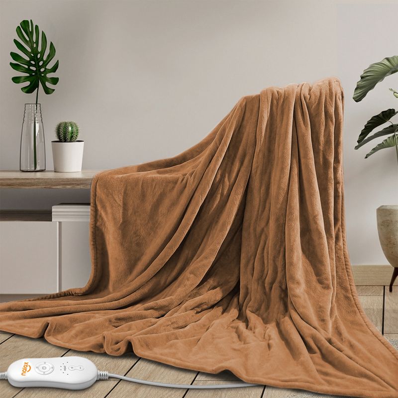 nalax Electric Fast Heating Full Body Washable Throw Blanket with 6 Heat Temperature Levels, 4 Timer Settings, and Automatic Shut-Off, Brown, 2 of 7