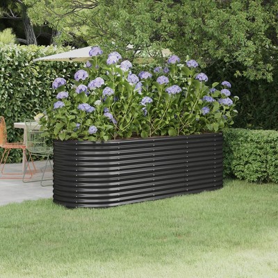vidaXL Garden Raised Bed PP Anthracite 16.9"x16.9"x13.8"