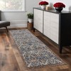 HomeRoots 8' Ivory Blue And Burnt Orange Floral Runner Rug With Fringe - 2 of 3