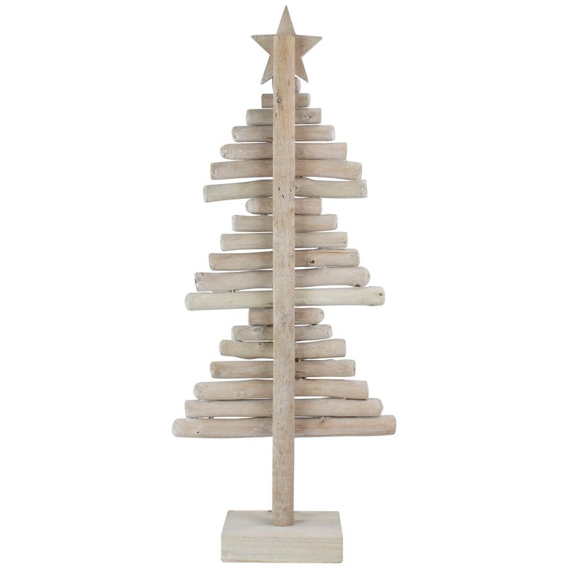 Northlight 25.5" Rustic Wooden Christmas Tree with Star Table Top Decor, 5 of 7