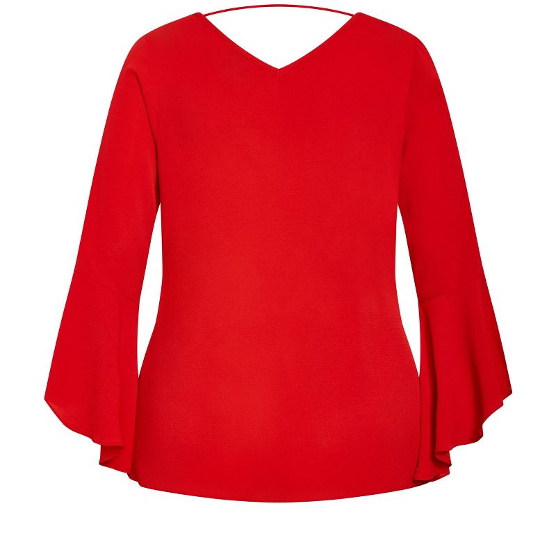 Women's Plus Size Bell Sleeve Top - love red | CITY CHIC, 5 of 6