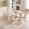 Dolonm Set of 2 French Country Dining Chairs - Beige Upholstered with Rattan Square Back, Solid Wood Frame & Carved Legs, Disassemblable - 3 of 4