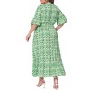 Agnes Orinda Women's Plus Size Boho Floral Bell Sleeve Ruffled Hem Deep V Neck A Line Maxi Dresses - 3 of 4