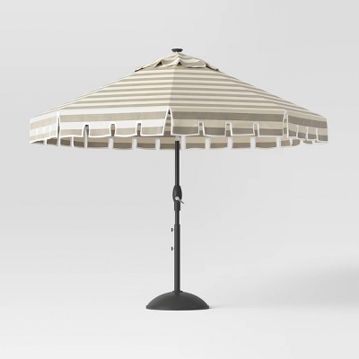 9' x 9' Scalloped Market Patio Umbrella Cabana Black - Black Pole - Opalhouse™