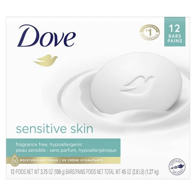 Dove Sensitive Skin Moisturizing Unscented Beauty Bar Soap - 12pk - 3.75oz each