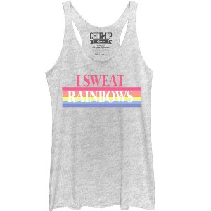 Women's CHIN UP I Sweat Rainbows Racerback Tank Top - 1 of 3
