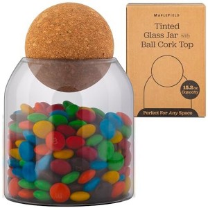 Maplefield Tinted Glass Jar with Cork Lid - Multipurpose Decorative Candy Jar for Kitchen, Pantry, and Bathroom Decor - 1 of 4