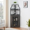 GustoWave 61'' Tall Corner Wine Bar Cabinet with Adjustable Shelves, 5-Tier Industrial Bar Cabinet with Glass Holder, Bar with Mesh Door - 3 of 4