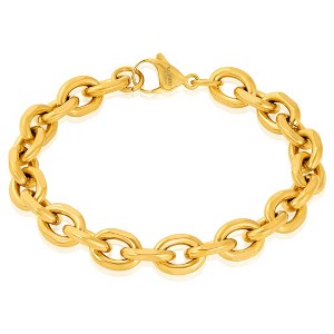 Crucible Men's Knife Edge Oval Gold Link Chain Bracelet - 1 of 4