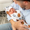 Sweet Jojo Designs Boy Baby Cocoon and Beanie Hat Swaddle Wrap Watercolor Sports Theme Blue Brown and Orange 2pc - 3 of 4