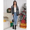 Coolmee Women's V Neck Button Down Knitwears Long Sleeve Soft Basic Knit Cardigans Snowflake Elk Sweater Christmas Cardigans 2XL Black - 4 of 4