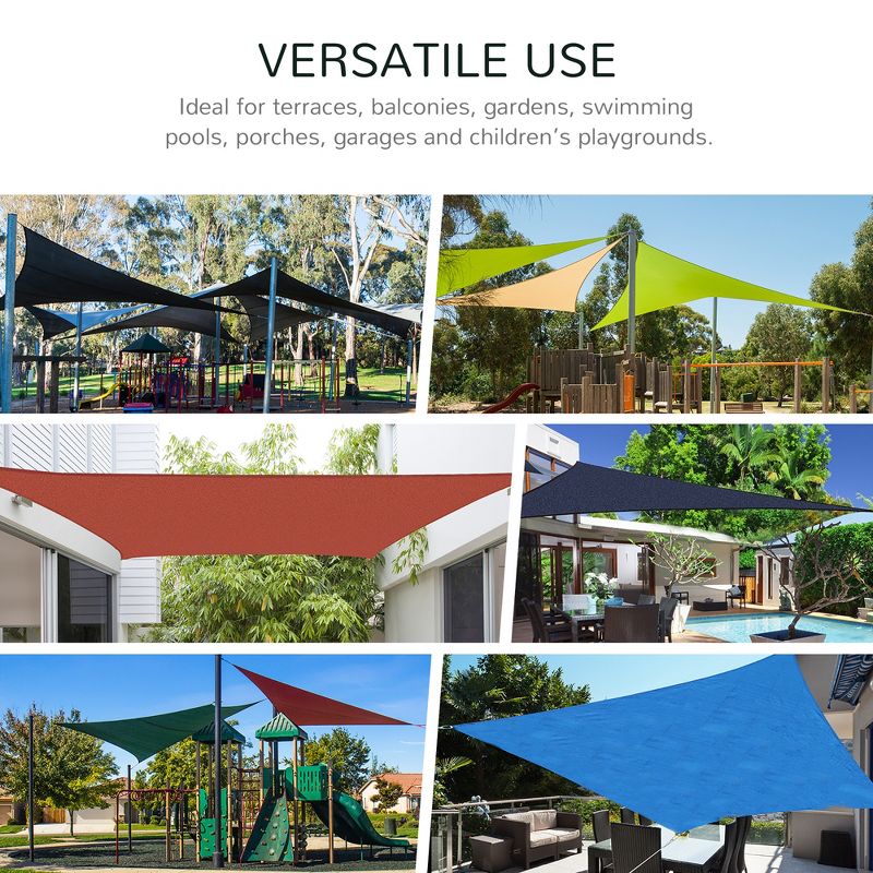 Outsunny 20' x 16' Sun Shade Sail Rectangle Sail Shade Canopy for Outdoor Patio Deck Yard, 5 of 9