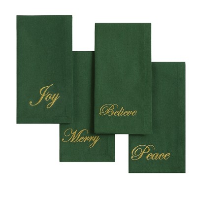 Elrene Holiday Sentiments Napkins, Set of 4 - 17" x 17" - Elrene Home Fashions