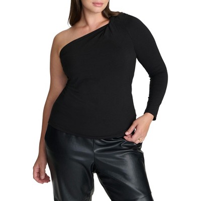 ELOQUII Elements Women's Plus Size One Shoulder Long Sleeve