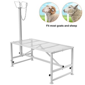 VEVOR Goat & Sheep Stand, 51x23 inch Livestock Stand, Metal Livestock Milking and Shearing Stand 21" to 33" Adjustable Height, White - 1 of 4