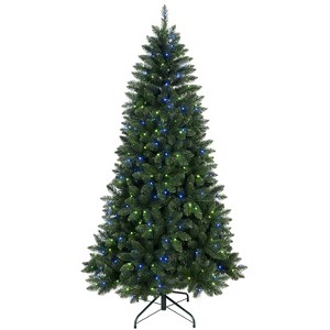 Gulches Smart App-Controlled Christmas Tree - 9ft Green, 620 WiFi RGB LEDs, 1721 PVC Tips, 38 Light Functions, Hinged, Metal Stand - 1 of 4
