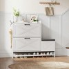 White- Shoe Cabinet With 2 Flip Drawers & Padded Seat Cushion, Narrow Shoe Organizer Rack For Entryway, Front Door, Foyer, Hallway Compartment Room - 2 of 4