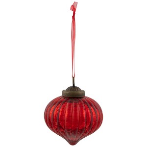 Northlight 3" Red Crackle Glass Onion Christmas Ornament - 1 of 4
