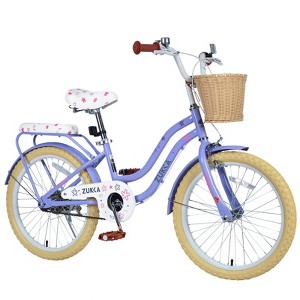 Okak Girls Bike with 20IN Wheel and Woven Basket, Kids Bike with Adjustable Seat and Yellow Tires, Mini Bike for 7-10 Years Old Kids - 1 of 4