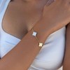 Adornia 14k Yellow Gold Plated White Mother of Pearl Clover Station Bracelet - 2 of 4